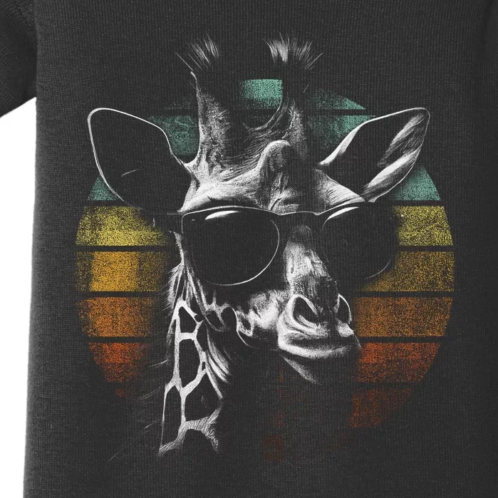 Retro Giraffe Wearing Sun Glasses Baby Bodysuit