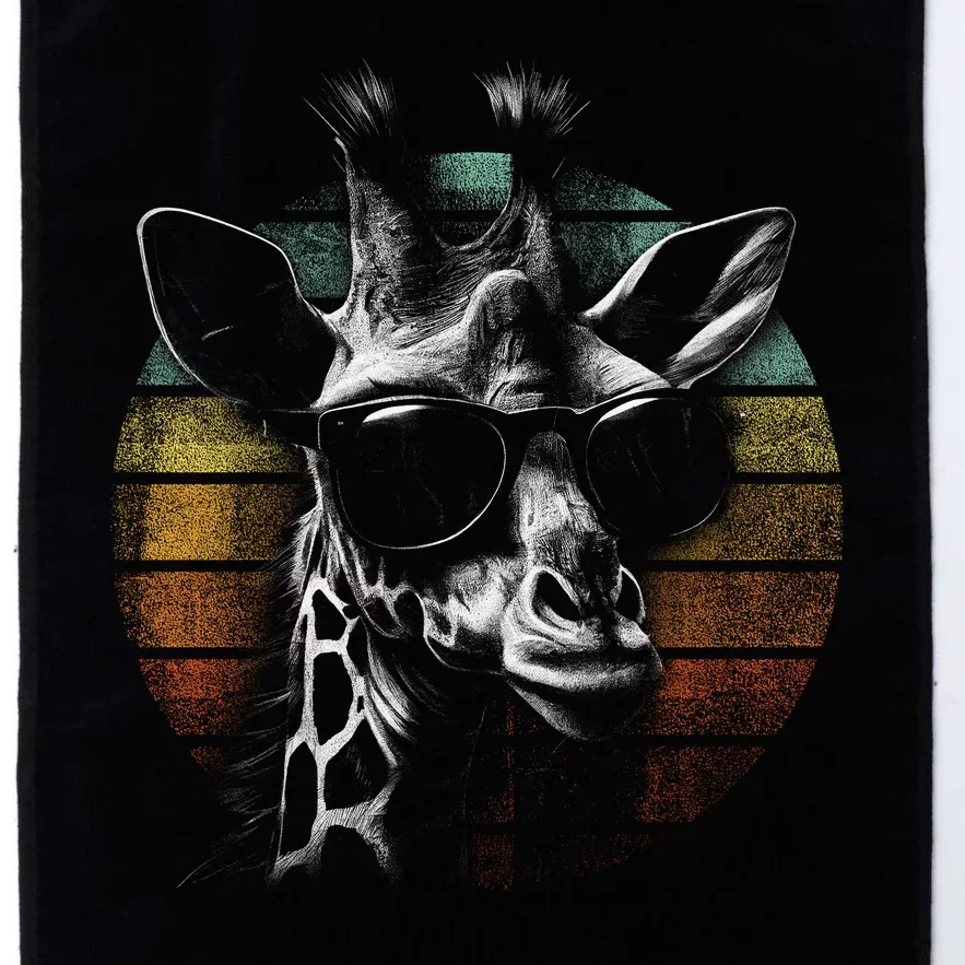 Retro Giraffe Wearing Sun Glasses Platinum Collection Golf Towel