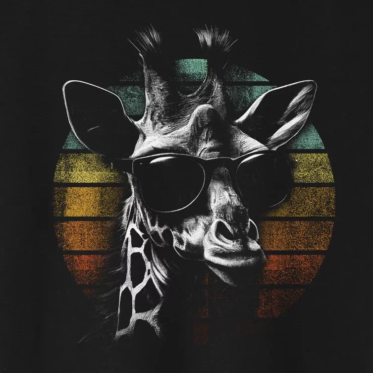 Retro Giraffe Wearing Sun Glasses Women's Crop Top Tee