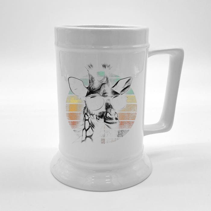 Retro Giraffe Wearing Sun Glasses Front & Back Beer Stein