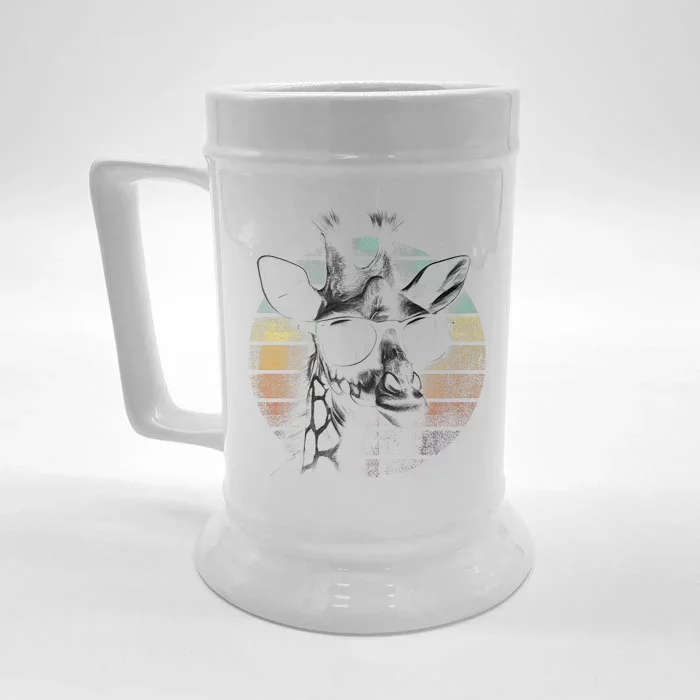 Retro Giraffe Wearing Sun Glasses Front & Back Beer Stein