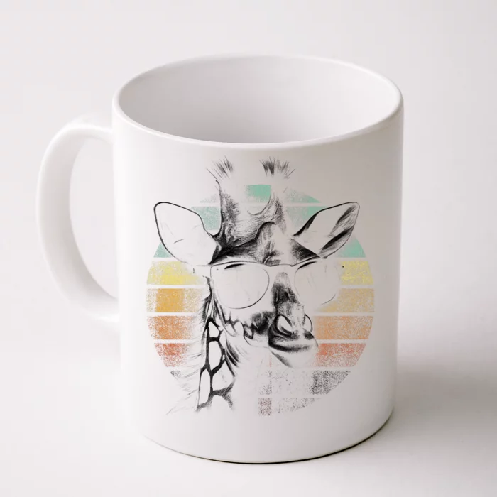 Retro Giraffe Wearing Sun Glasses Front & Back Coffee Mug