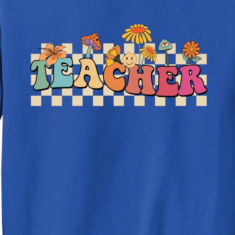 Retro Groovy Wildflower Teacher Inspirational Appreciation Cool Gift Tall Sweatshirt