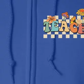 Retro Groovy Wildflower Teacher Inspirational Appreciation Cool Gift Full Zip Hoodie