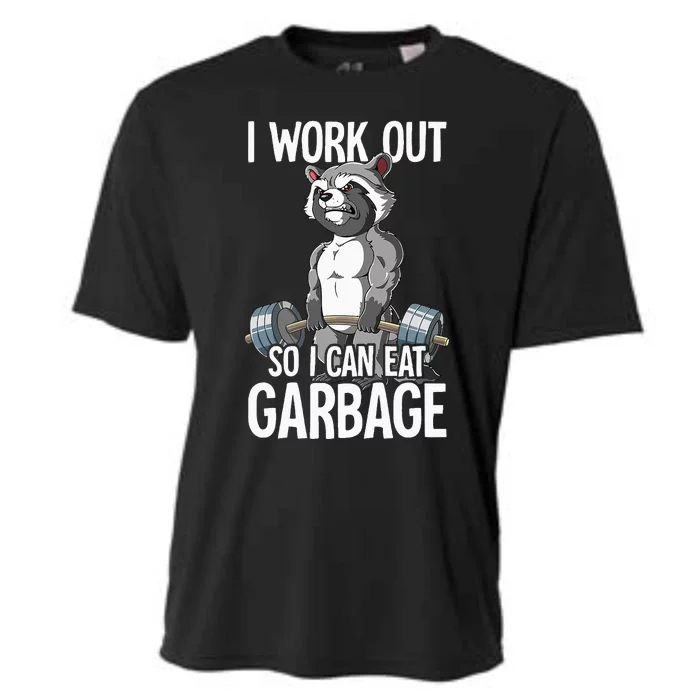 Raccoon Gym Weight Training I Work Out So I Can Eat Garbage Cooling Performance Crew T-Shirt