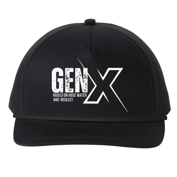 Retro Gen X Humor Gen X Raised On Hose Water And Neglect Snapback Five-Panel Rope Hat