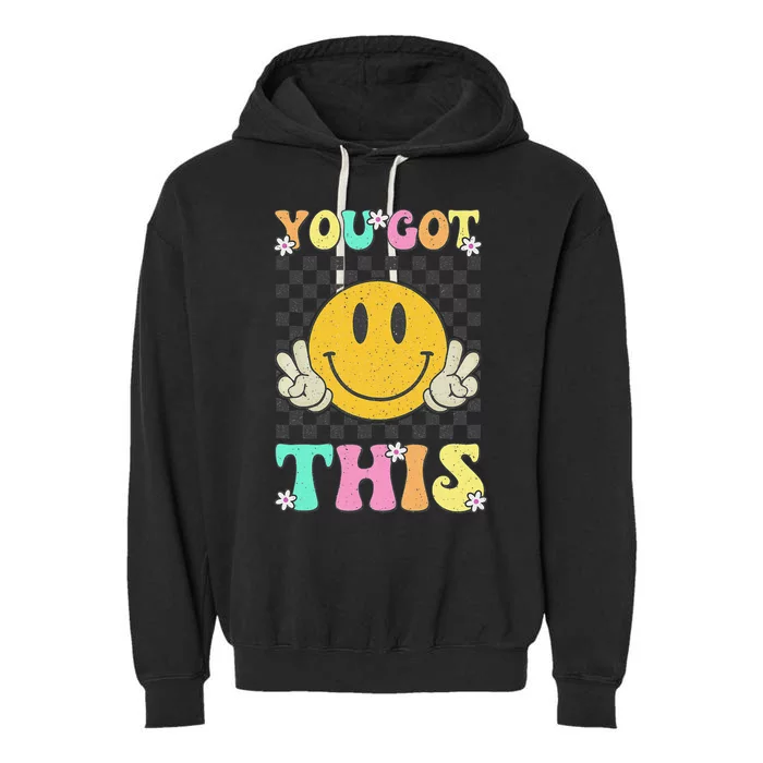 Retro Groovy You Got This Motivational Testing Day Teacher Garment-Dyed Fleece Hoodie