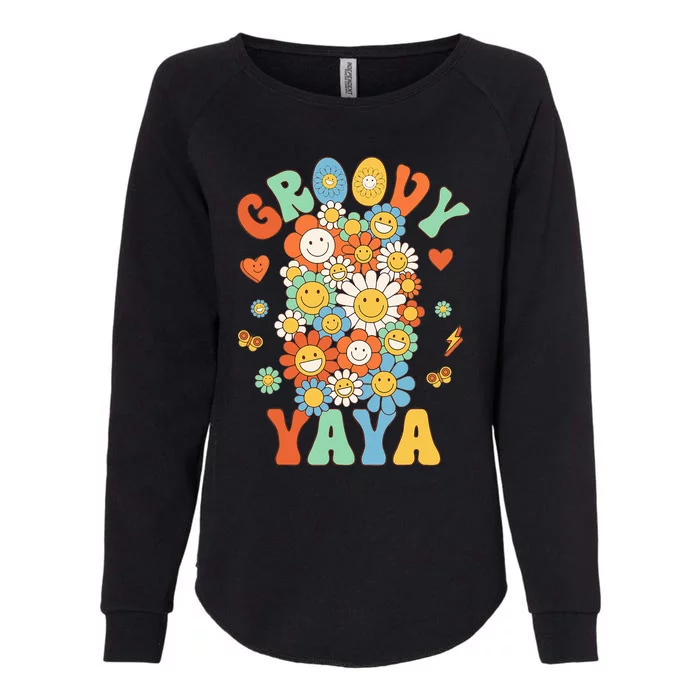 Retro Groovy Yaya Groovy Birthday Party Matching Family Womens California Wash Sweatshirt