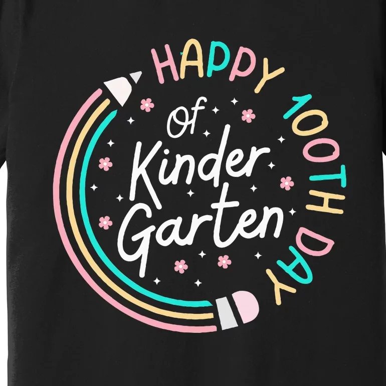 Retro Happy 100th Day Kindergarten 100 Day Of School Teacher Premium T-Shirt