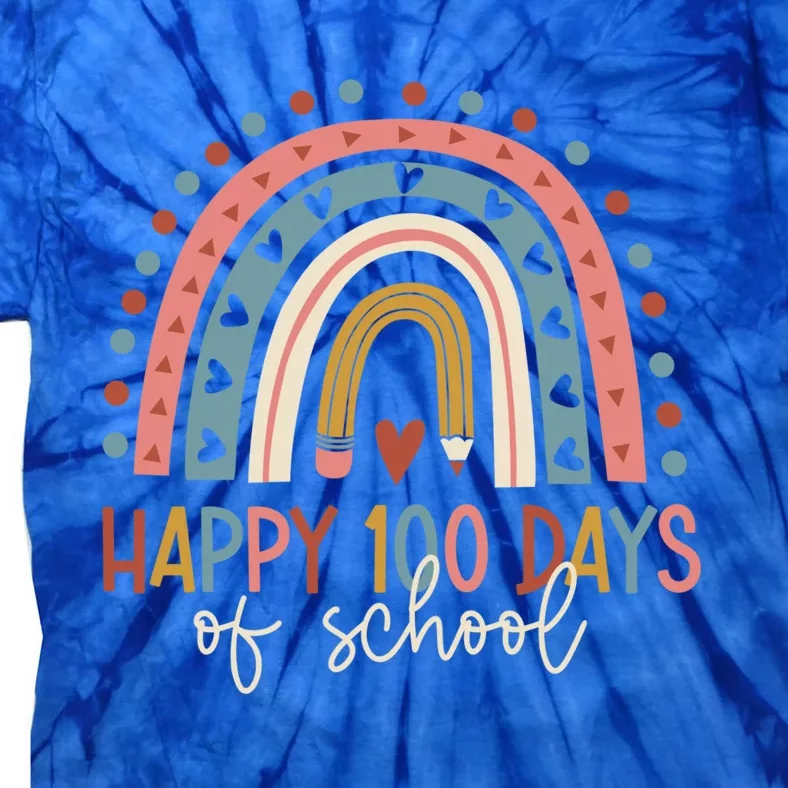 Rainbow Happy 100 Days Of School 100 Days Brighter Smarter Gift Tie-Dye T-Shirt