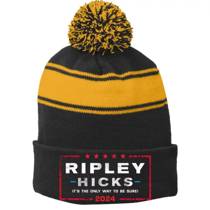 Ripley Hicks 2024 It's The Only Way To Be Sure Stripe Pom Pom Beanie