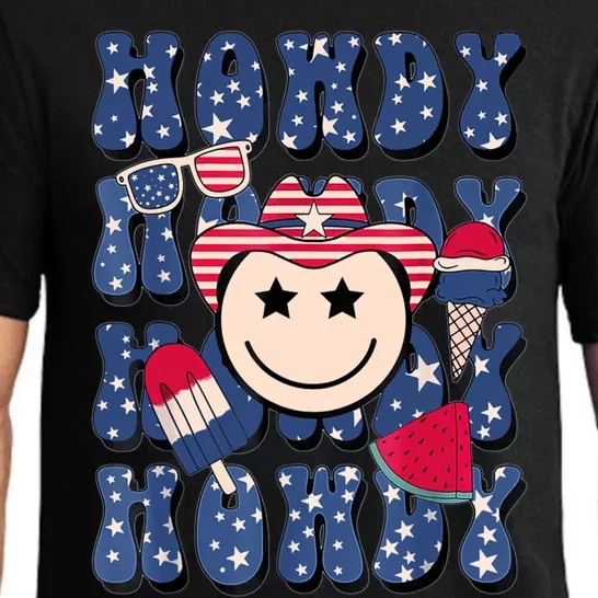 Retro Howdy 4th Of July Western Patriotic America Flag Funny Gift Pajama Set