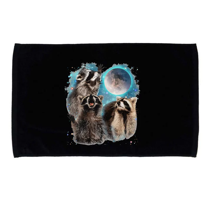 Raccoons Howling At The Moon 3 Racoon Funny Weird Cursed Microfiber Hand Towel