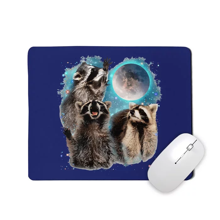 Raccoons Howling At The Moon 3 Racoon Funny Weird Cursed Mousepad