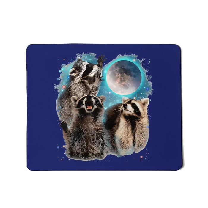 Raccoons Howling At The Moon 3 Racoon Funny Weird Cursed Mousepad