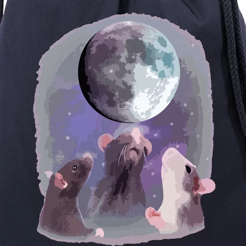 Rats Howling At The Moon Funny Rat Drawstring Bag