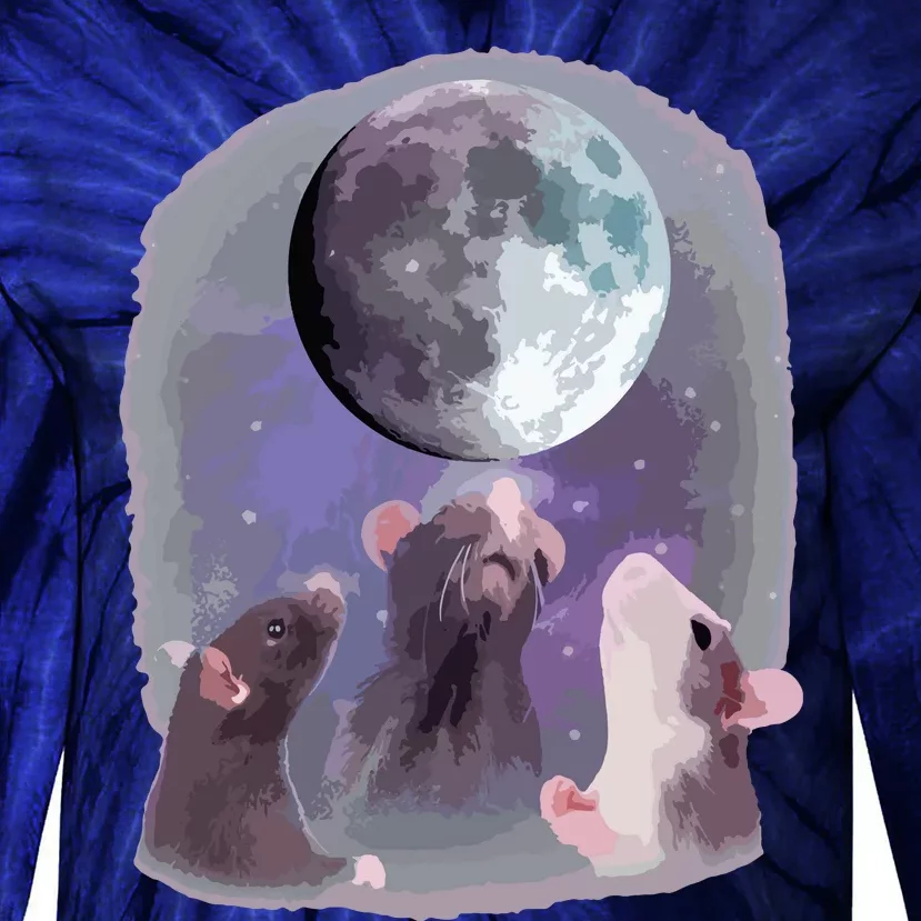 Rats Howling At The Moon Funny Rat Tie-Dye Long Sleeve Shirt