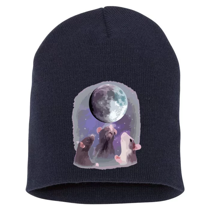 Rats Howling At The Moon Funny Rat Short Acrylic Beanie