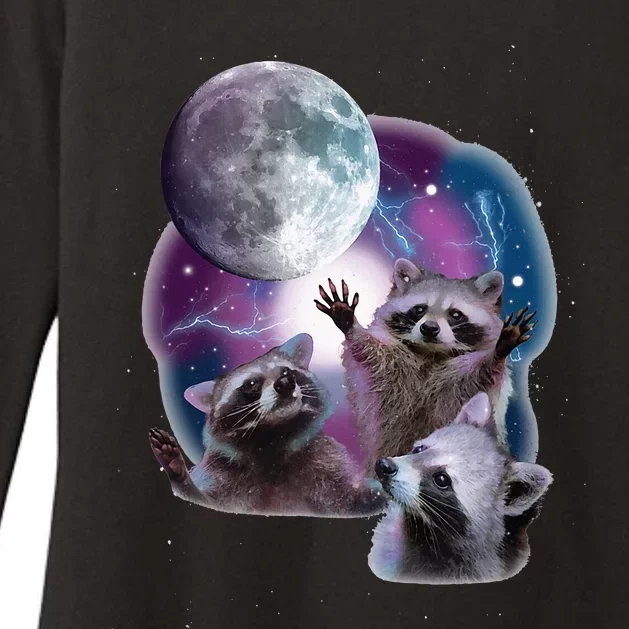 Raccoons Howling At The Moon Funny Raccoon Womens CVC Long Sleeve Shirt