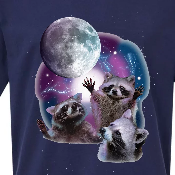 Raccoons Howling At The Moon Funny Raccoon Sueded Cloud Jersey T-Shirt