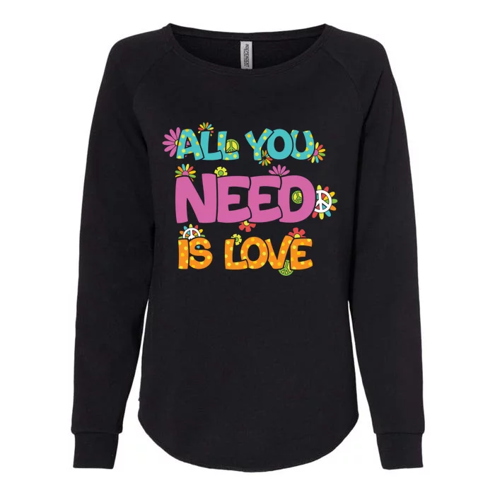 Retro Hippie All You Need Is Love Peace Sign Flowers Gift Womens California Wash Sweatshirt