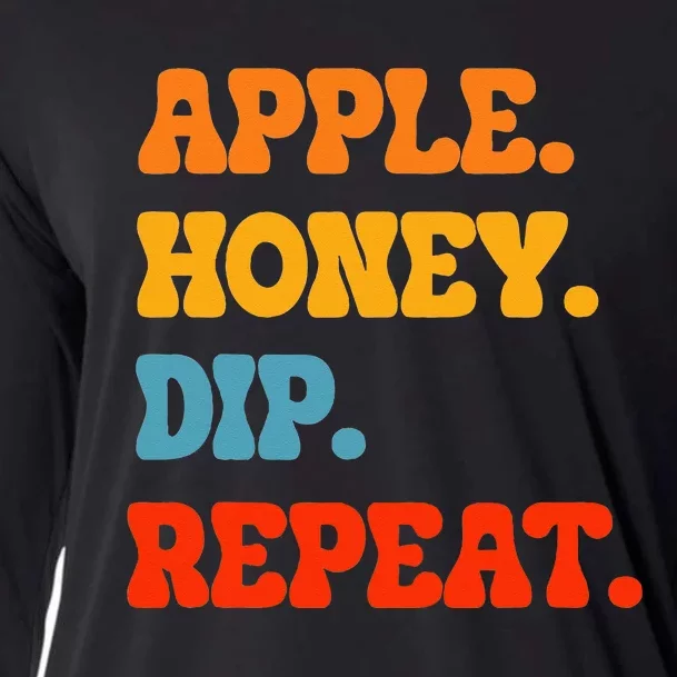 Rosh Hashanah Apple Honey Dip Repeat Jewish New Year Shofar Cooling Performance Long Sleeve Crew