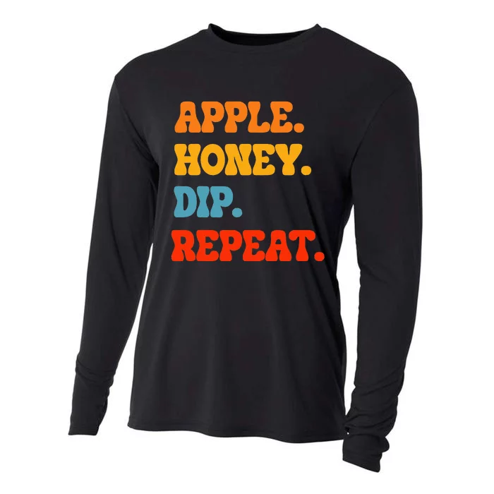 Rosh Hashanah Apple Honey Dip Repeat Jewish New Year Shofar Cooling Performance Long Sleeve Crew