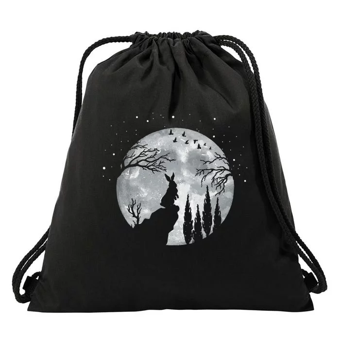 Rabbit Hare Animal Full Moon At Night Funny Pet Bunny Drawstring Bag