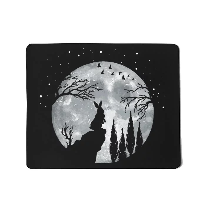 Rabbit Hare Animal Full Moon At Night Funny Pet Bunny Mousepad