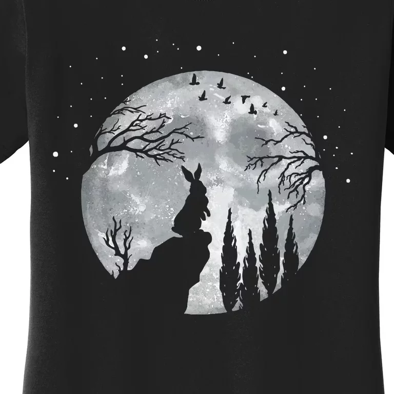 Rabbit Hare Animal Full Moon At Night Funny Pet Bunny Women's T-Shirt