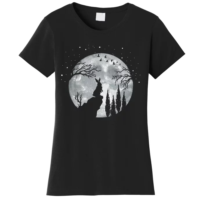 Rabbit Hare Animal Full Moon At Night Funny Pet Bunny Women's T-Shirt