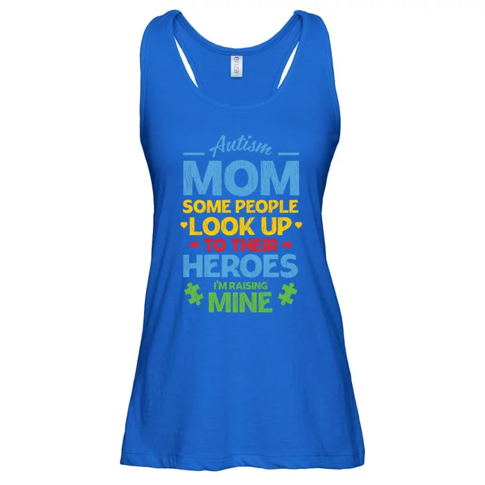 Raising Heroes Autistic Son Daughter Autism Awareness Mom Gift Ladies Essential Flowy Tank