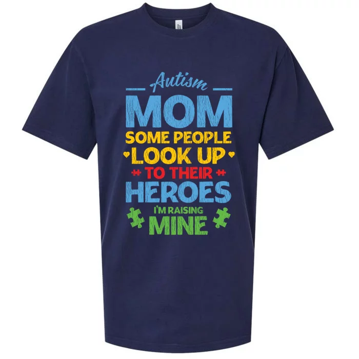 Raising Heroes Autistic Son Daughter Autism Awareness Mom Cute Gift Sueded Cloud Jersey T-Shirt