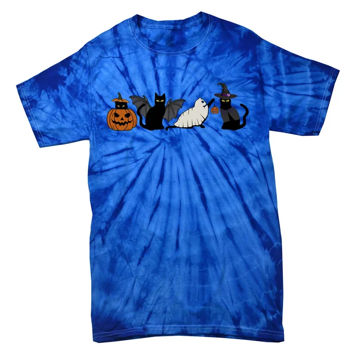 Retro Halloween Black Cat Pumpkin Cat Ghost For Cat Lovers Gift Tie-Dye T-Shirt