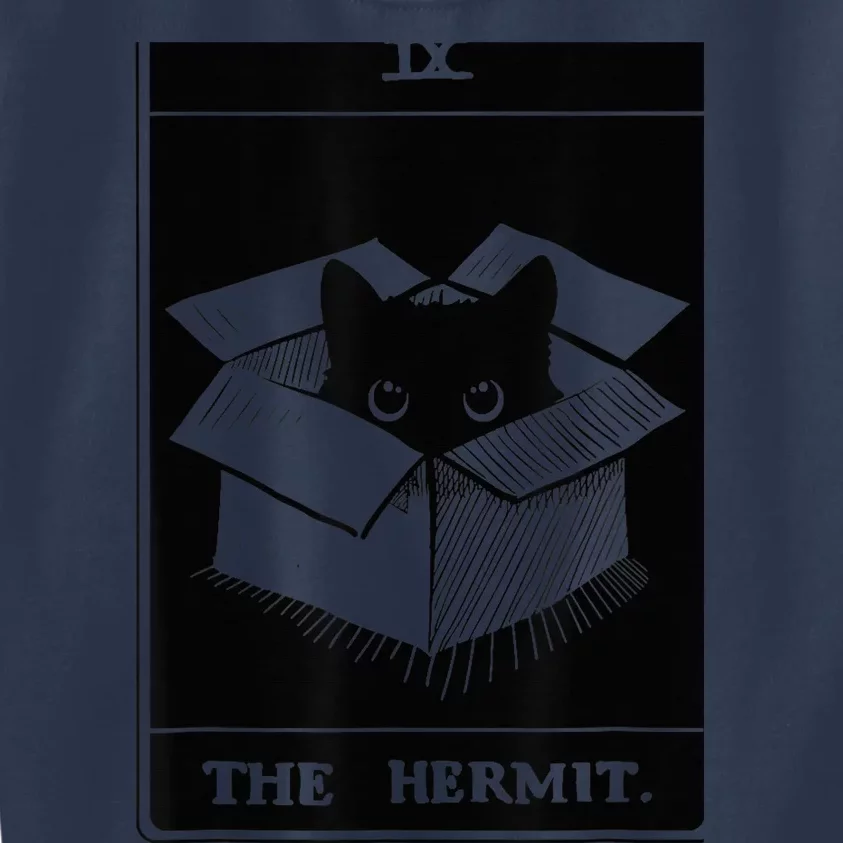 Retro Halloween Black Cat The Hermit Tarot Card Witchcraft Kids Sweatshirt