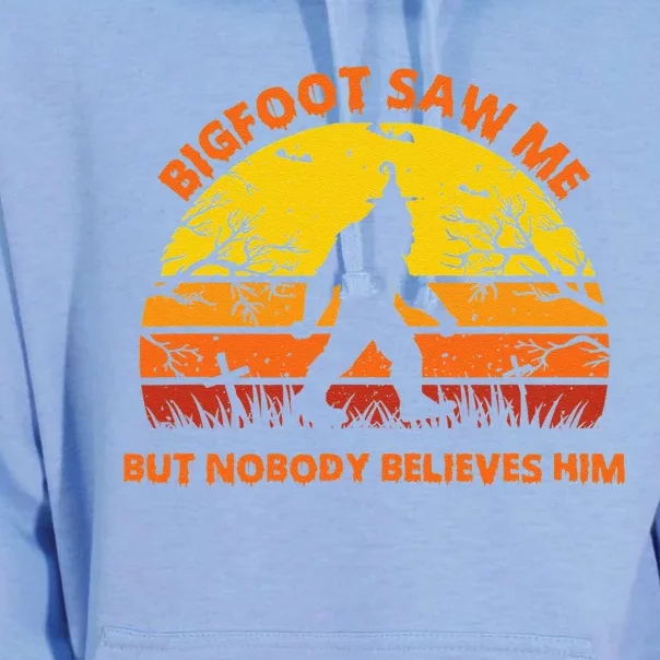 Retro Halloween Bigfoot Saw Me But Nobody Believes Him Unisex Surf Hoodie