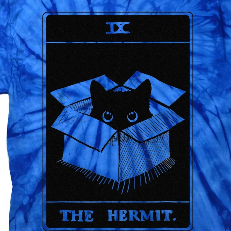 Retro Halloween Black Cat The Hermit Tarot Card Witchcraft Tie-Dye T-Shirt