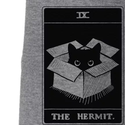 Retro Halloween Black Cat The Hermit Tarot Card Witchcraft Doggie 3-End Fleece Hoodie