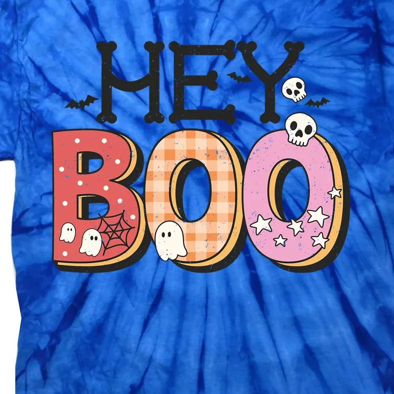 Retro Hey Boo Cute Ghost Funny Halloween Cute Gift Tie-Dye T-Shirt