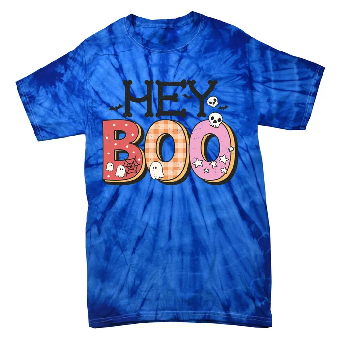 Retro Hey Boo Cute Ghost Funny Halloween Cute Gift Tie-Dye T-Shirt