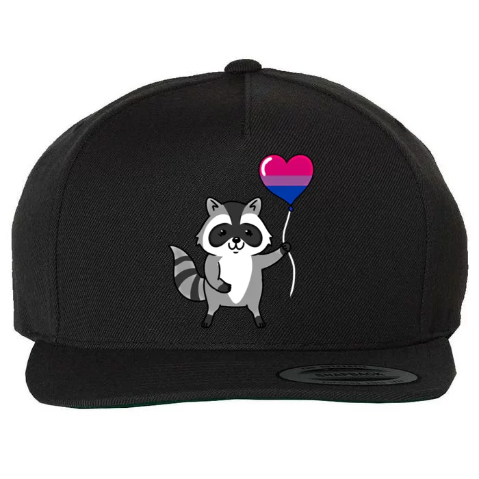 Raccoon Heart Balloon Bisexual Pride Meaningful Gift Wool Snapback Cap