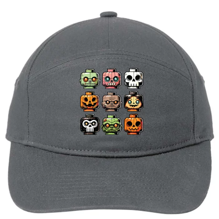 Retro Horror Bricks Head Scary Halloween Mask 7-Panel Snapback Hat