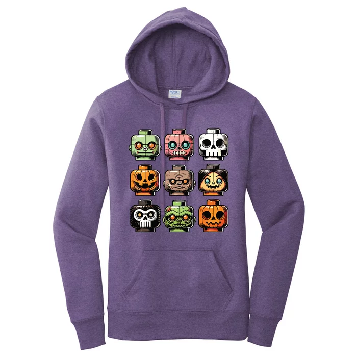 Retro Horror Bricks Head Scary Halloween Mask Women's Pullover Hoodie