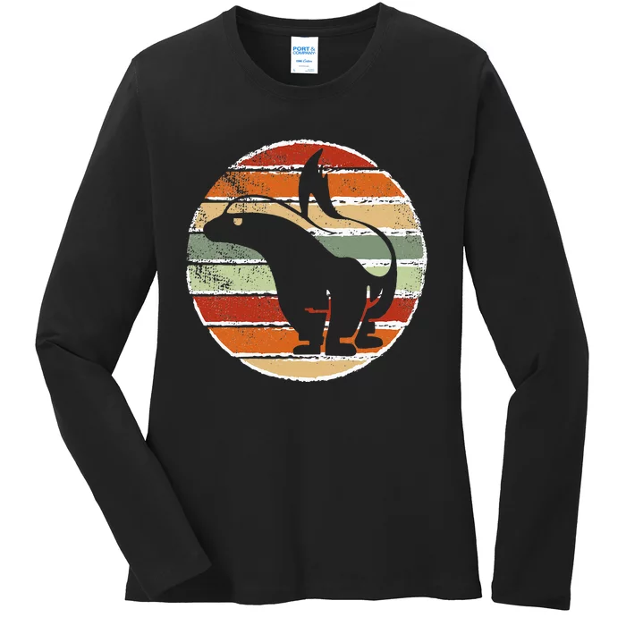 Retro Honey Badger Animal Ratel Vintage Honey Badger Ladies Long Sleeve Shirt