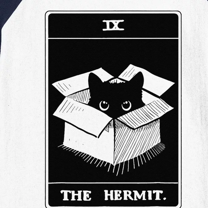 Retro Halloween Black Cat The Hermit Tarot Card Witchcraft Baseball Sleeve Shirt