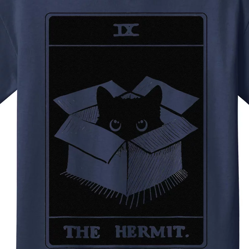 Retro Halloween Black Cat The Hermit Tarot Card Witchcraft Kids T-Shirt