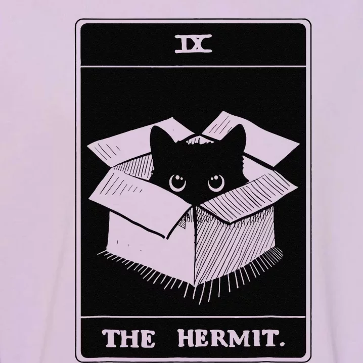 Retro Halloween Black Cat The Hermit Tarot Card Witchcraft Garment-Dyed Sweatshirt