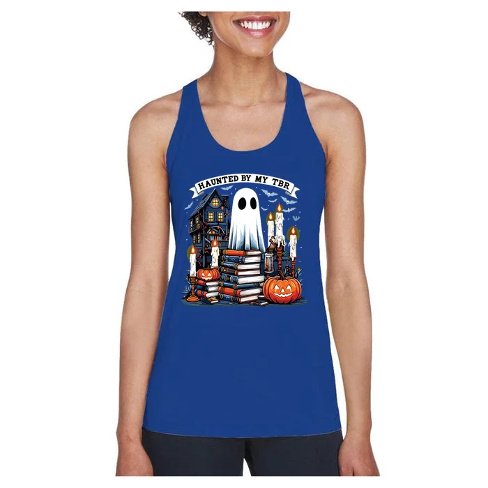 Retro Haunted By My Tbr Halloween Book Readers Book Lovers Women's Racerback Tank