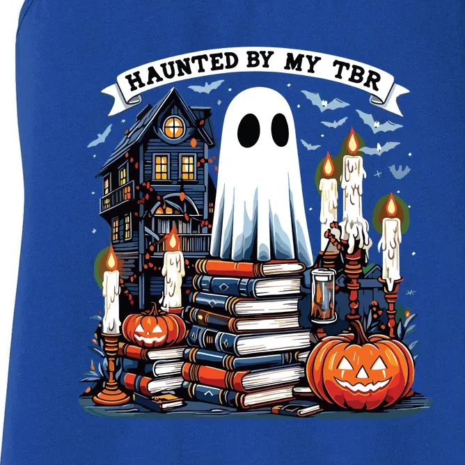 Retro Haunted By My Tbr Halloween Book Readers Book Lovers Women's Racerback Tank