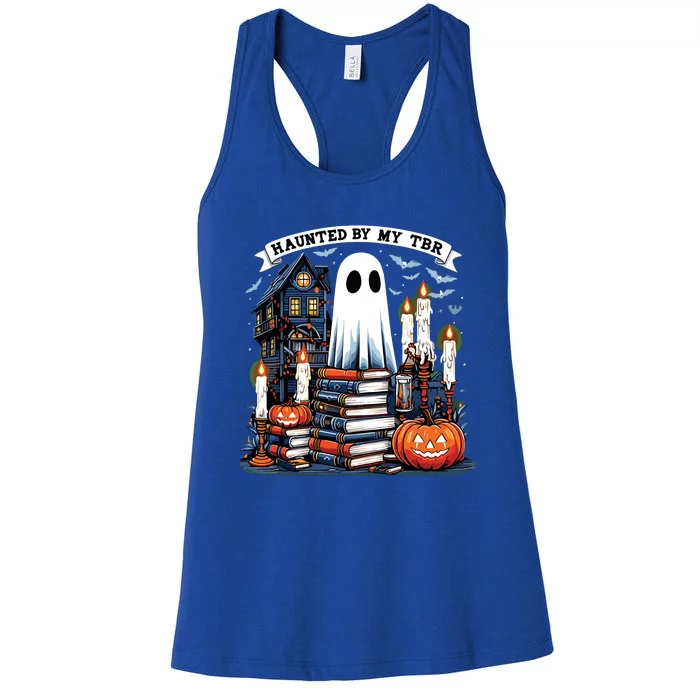 Retro Haunted By My Tbr Halloween Book Readers Book Lovers Women's Racerback Tank